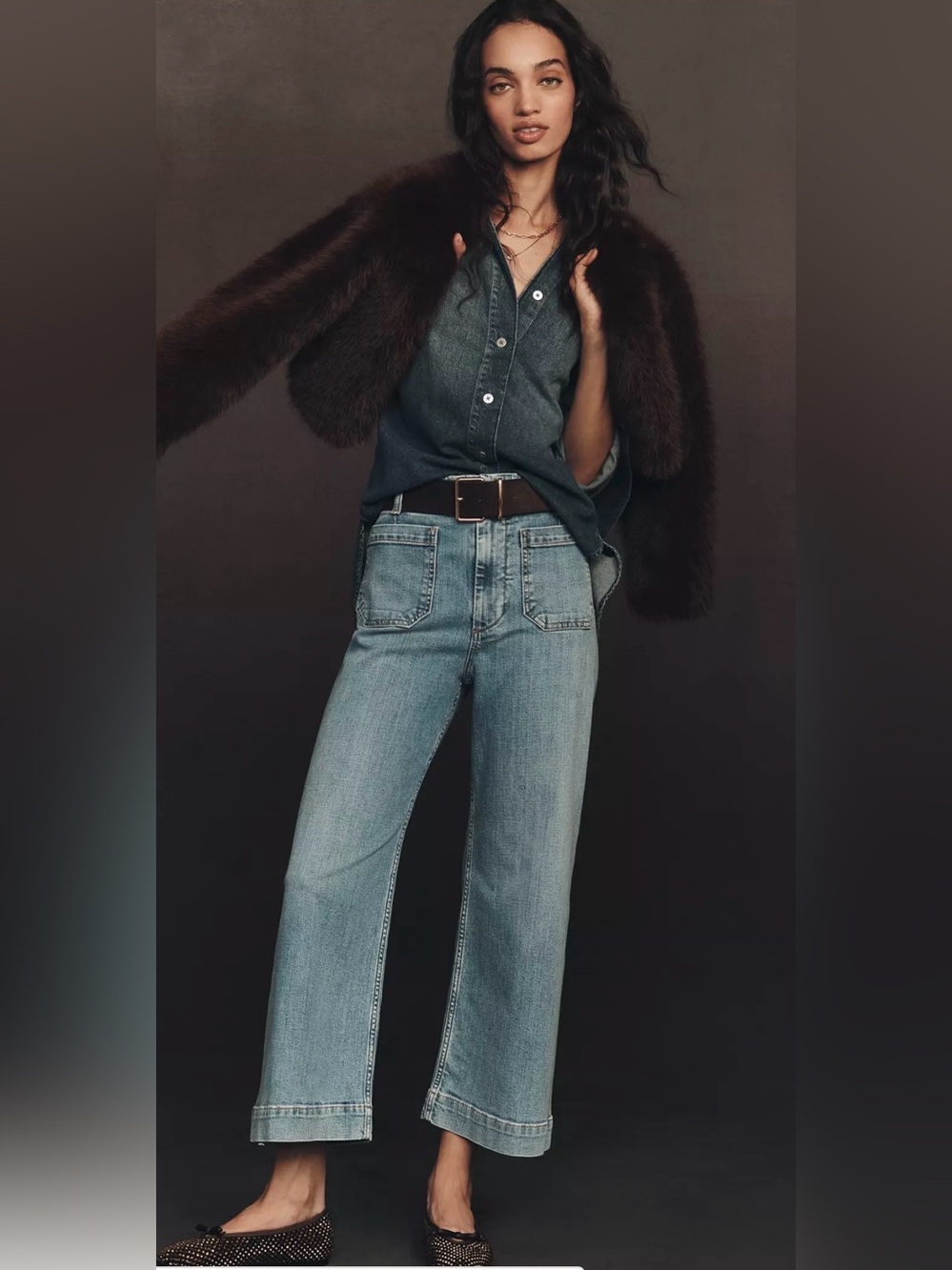 Maeve Colette High-Rise Wide-Leg Cropped Jeans size 26